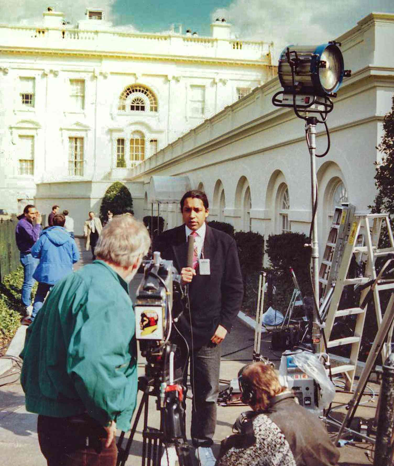 Cherno Jobatey is reporting in front of the West Wing White House Washington DC